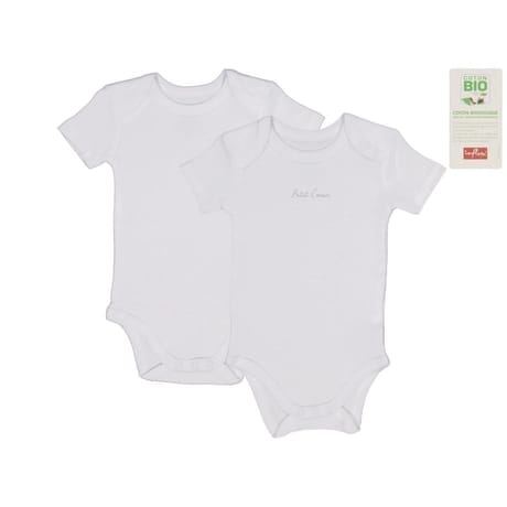 Lot de 2 bodies manches courtes bébé BLANC COEUR 3ANS