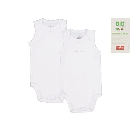 Lot de 2 bodies bébé sans manches BLANC COEUR 3ANS