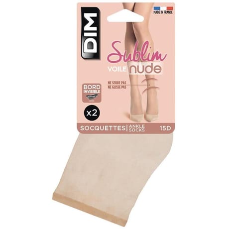 2 paires socquettes 15d voile nude Dim NUDE IVOIRE AHB 35/41