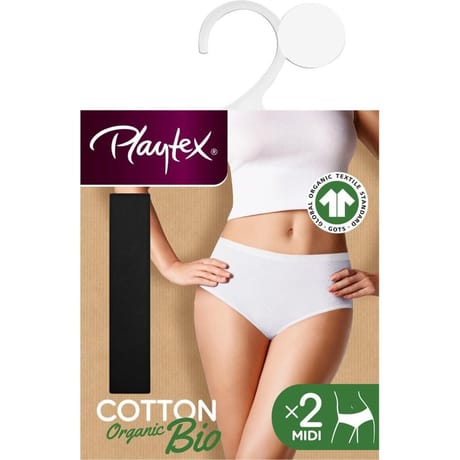 Lot de 2 slips midi bio Playtex 001 NOIR T52