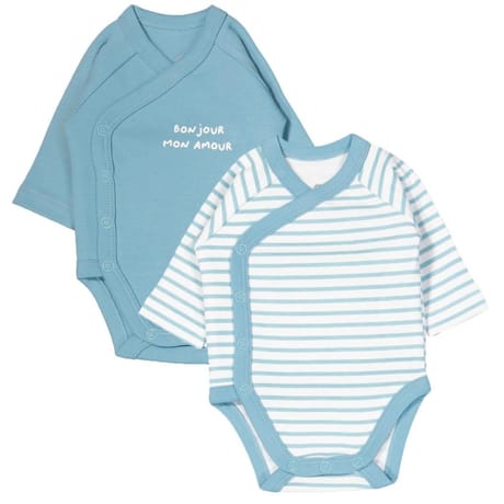 Lot de 2 bodies naissance prématurée manches longues fantaisie bébé VERT 00