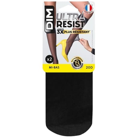 2 paires de mi bas Dim 20d ultra résist transparent NOIR 35/41