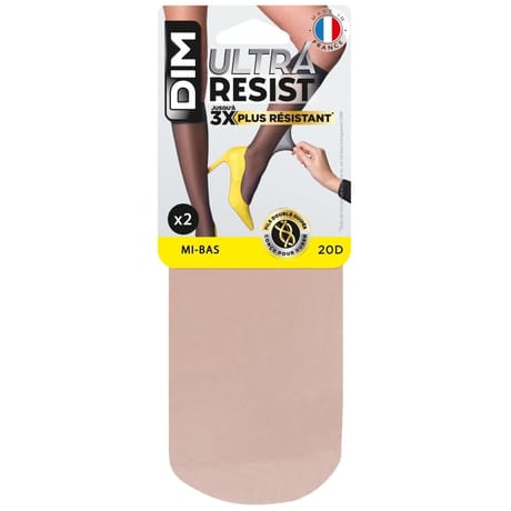 2 paires de mi bas Dim 20d ultra résist transparent BEIGE ECLAT 35/41