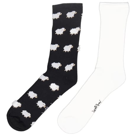 2 paires de mi chaussettes fantaisies femme INFLUX MOUTON NOIR 37\41