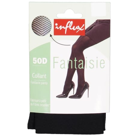 Collant fantaisie 50D motif chevrons en fil recyclé* influx NOIR CHEVRON S