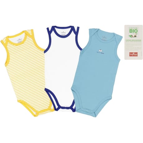 Lot de 3 bodies sans manches bébé BLEU PETIT MARIN 24MOIS