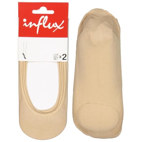 2 paires de protège pieds coton Influx BEIGE T39/41