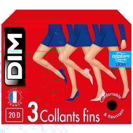 Lot de 3 paires de collants 20D trio mousse DIM NOIR T6