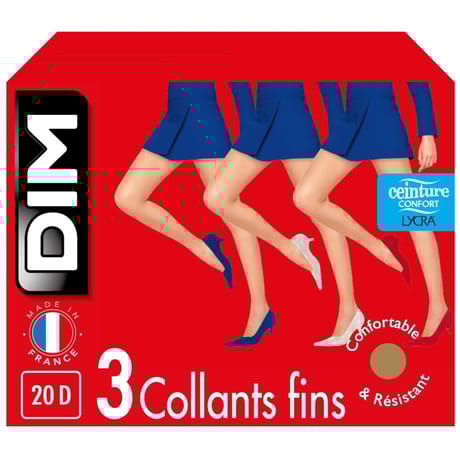 Lot de 3 paires de collants 20D trio mousse DIM PALMA T2