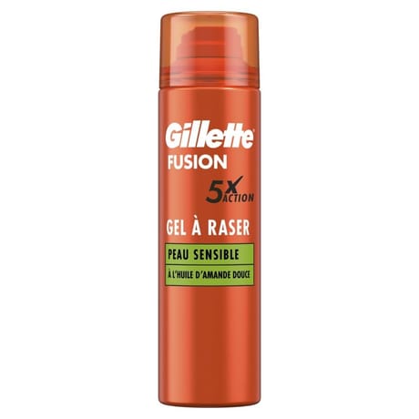 Gilette fusion gel à raser pour peaux sensibles à l'huile d'amande