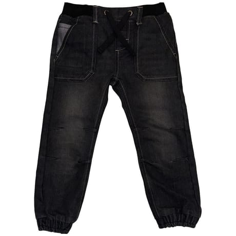 Pantalon bas élastiqué garçon BLACK 12 ANS