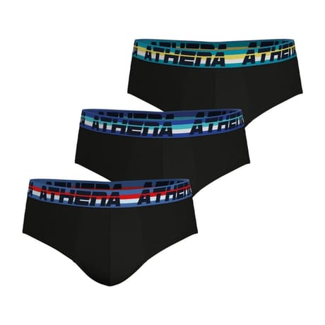 Lot de 3 slips ligne 720 Stretch Coton Athena 2400 NOIR/NOIR/NOIR T8