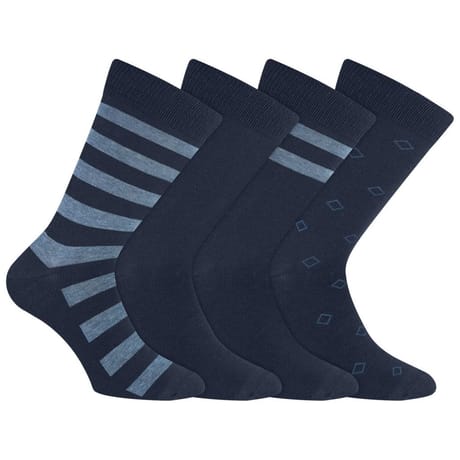 4 paires de mi chaussettes fantaisies à rayures homme ECODIM STYLE 098 BLEU MARINE T40\45