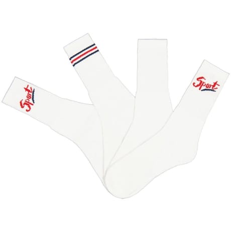4 paires de mi chaussettes tennis brodées homme influx basic BLANC RAYURES MARINE/ ROUGE T43/46
