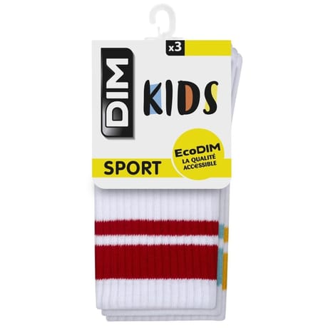 Lot de 3 paires de mi chaussettes ECODIM sport style enfant COQUELICOT/TURQ /JAUNE AMBRE 31/34