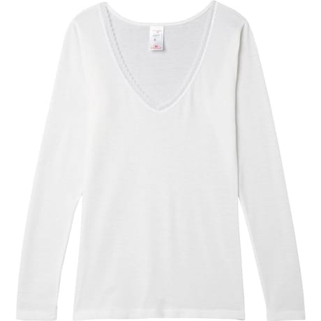 Tee shirt manches longues finition dentelle Hekla BLANC T5