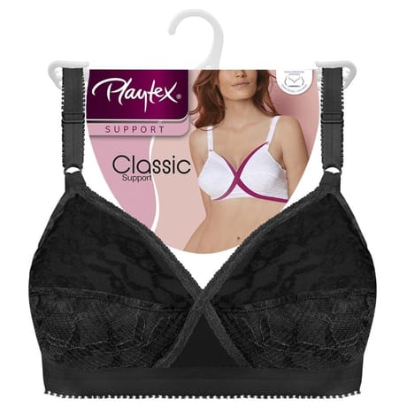 Soutien-gorge sans armatures maintien ligne Coeur Croisé classique Playtex 001 NOIR 110E