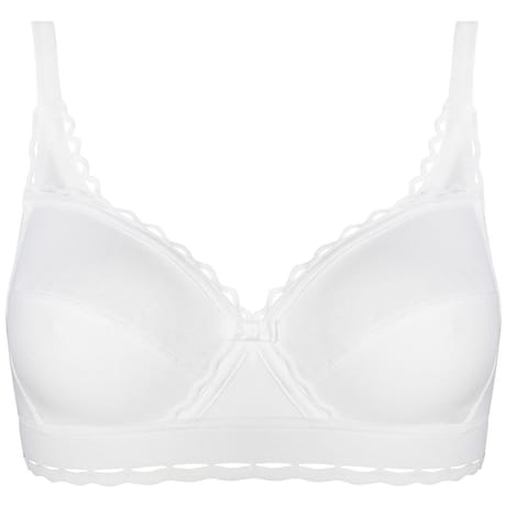 Soutien-gorge sans armature maintien ligne Coeur Croisée coton bio Playtex 000 BLANC 110C
