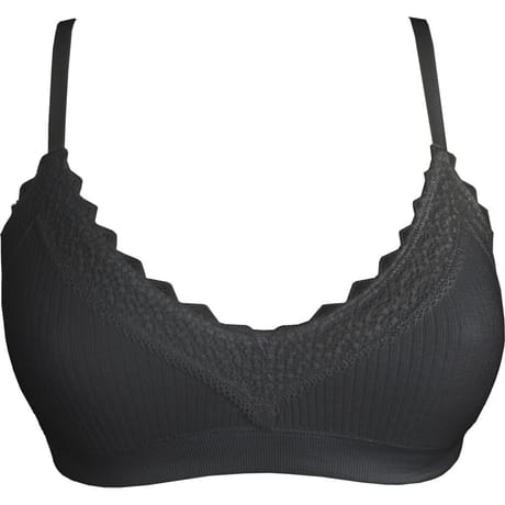Brassière coton finition dentelle bretelles fines ligne Oh! Mademoiselle Le Bourget 500 NOIR 14 ANS