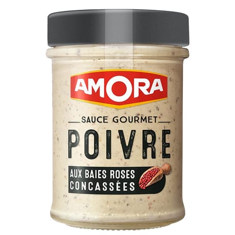 Amora sauce gourmet poivre aux baies roses concassées 188g
