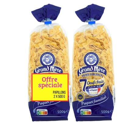 Grand'mere pates papillons lot de 2x500g