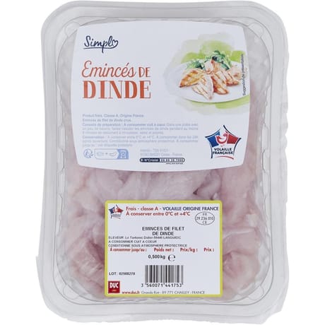 Simpl émincés de dinde 500g