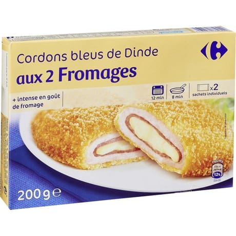 Carrefour cordons bleus de dinde aux 2 fromages x2 200g
