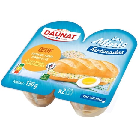 Daunat mini tartinade oeuf fromage frais ciboulette 130g