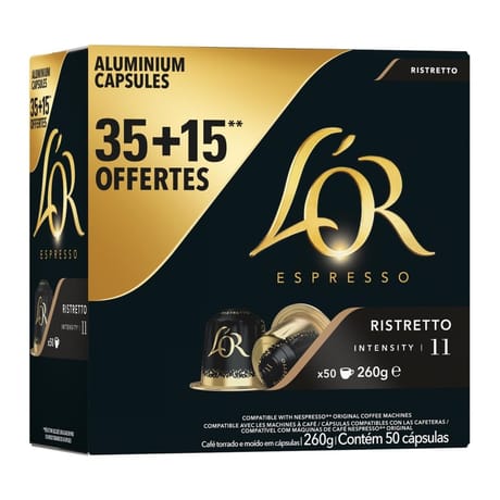 L'or espresso ristretto café en capsules n°11 x35+15 gratuites -260g
