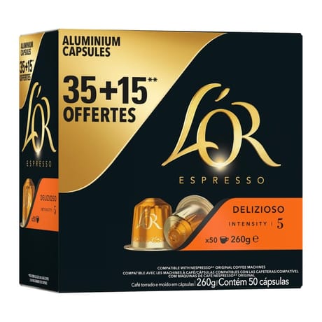 L'or espresso delizio café en capsules n°5 x35+15 gratuites -260g