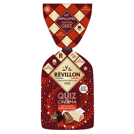 Révillon chocolatier revillon quiz cinema noir, lait & blanc 360g