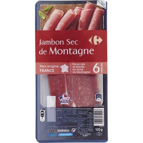 Carrefour jambon sec de Montagne 100g