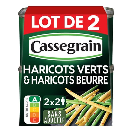Cassegrain haricots verts haricots beurre 1/2 2x220g