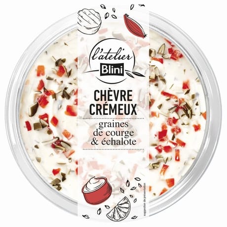 Atelier blini chèvre crémeux graines de courge et poivrons rouges 140g