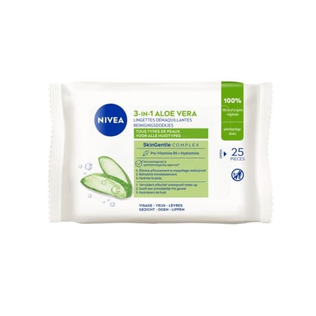 Nivea visage lingettes démaquillantes aloe vera bio 100% fibres végétales x25