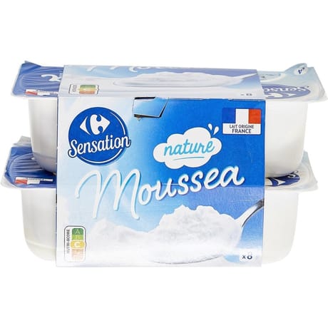 Carrefour sensation mousse de crème fouettée sur fromage frais nature 8x100g