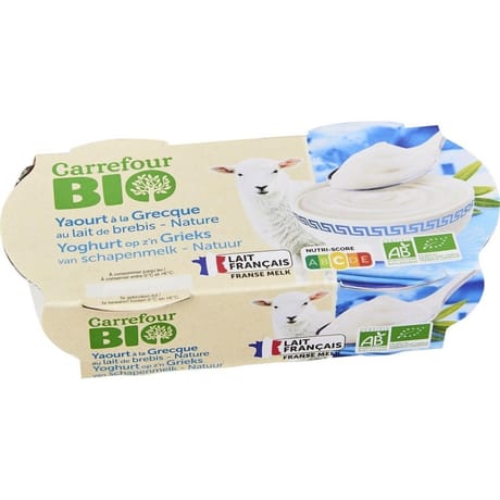 Carrefour bio yaourt  à la grecque au lait de brebis bio nature 2x150g