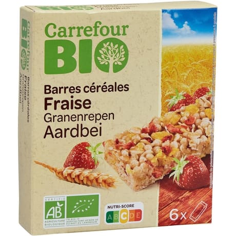 Carrefour bio barres de céréales fraise bio x6-138g