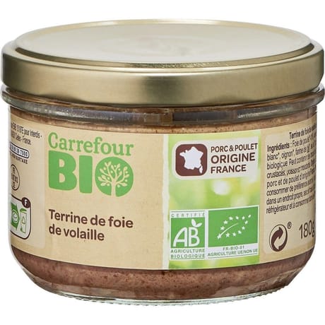 Carrefour bio terrine de foie de volaille bio 180g