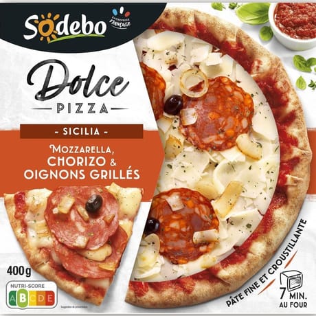 Sodebo dolce pizza sicilia mozzarella chorizo 400g