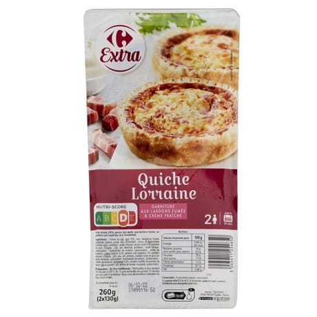 Carrefour extra 2 quiches lorraine 260g