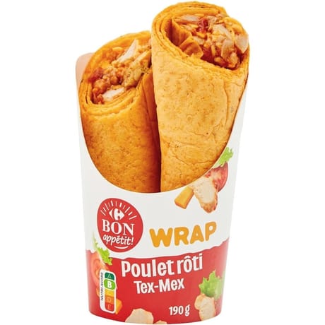 Carrefour bon appétit wrap poulet rôti 190g