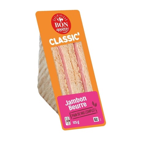 Carrefour bon appétit sandwich jambon beurre 125g