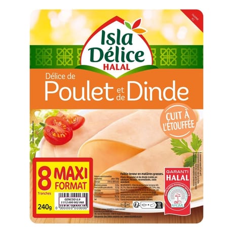 Isla Délice délice de poulet 100% filet halal 8 tranches 240g