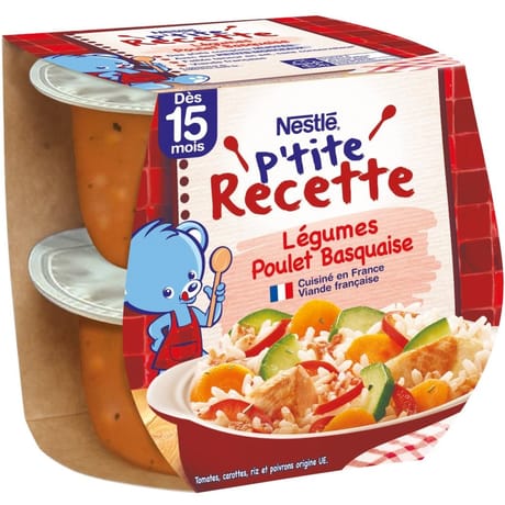 Nestlé p'tite recette légumes poulet basquaise dès 15 mois 2x200g