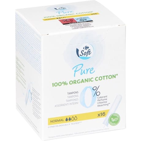 Carrefour soft tampons pure normal avec applicateur x16