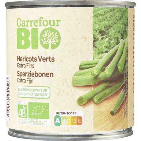 Carrefour bio haricots verts extra fins 220g
