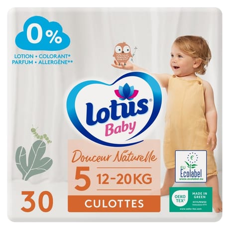 Lotus baby douceur naturelle 30 culottes taille 5 bio