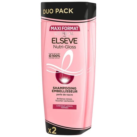 Elseve shampooing nutri gloss maxi format 500ml lot de 2