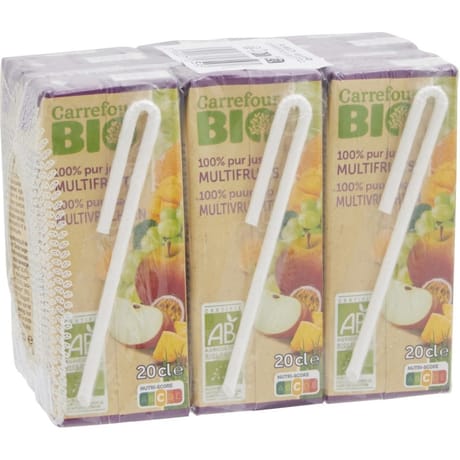 Carrefour bio pur jus multifruits 6x20cl